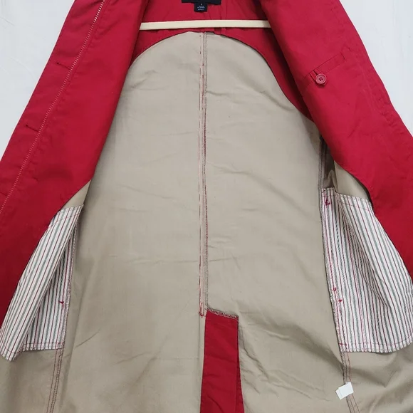 GAP Vintage Y2K Red Trench Coat size SMALL - Picture 7 of 8
